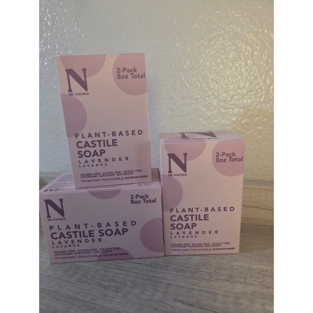 Lot of 3 Castile Bar Soap - Lavender by Dr. Natural for Unisex